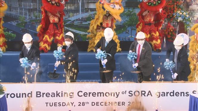 Trong ảnh: Lễ khởi công xây dựng Trung tâm Thương mại Sora Gardens SC. Ảnh: Văn Hướng TTXVN
