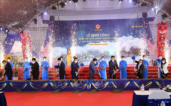 Khởi công quần thể nghỉ dưỡng khoáng nóng Sun Beauty Onsen Thanh Hóa. Ảnh: Trịnh Duy Hưng - TTXVN
