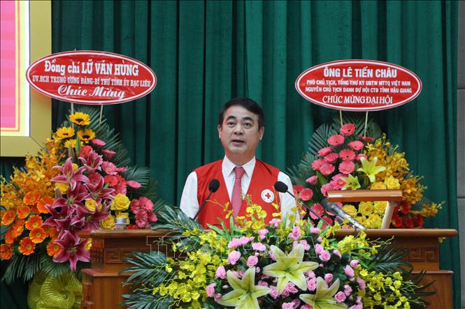 Trong ảnh: Bí thư Tỉnh ủy Hậu Giang Nghiêm Xuân Thành phát biểu tại Đại hội. Ảnh: Hồng Thái - TTXVN