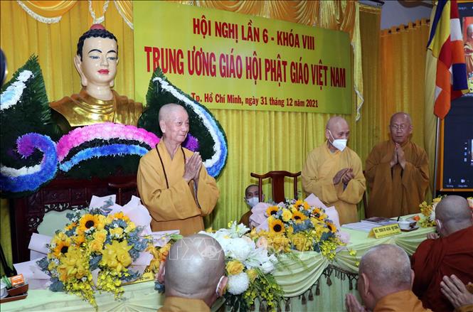 Trong ảnh: Trưởng lão Hòa thượng Thích Trí Quảng được suy tôn đảm nhiệm Quyền Pháp chủ Hội đồng Chứng minh Giáo hội Phật giáo Việt Nam. Ảnh: Xuân Khu-TTXVN
