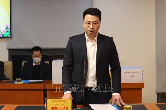 Trong ảnh: Ông Trần Quân, Tổng Giám đốc Kho bạc Việt Nam phát biểu. Ảnh Mạnh Khánh/TTXVN