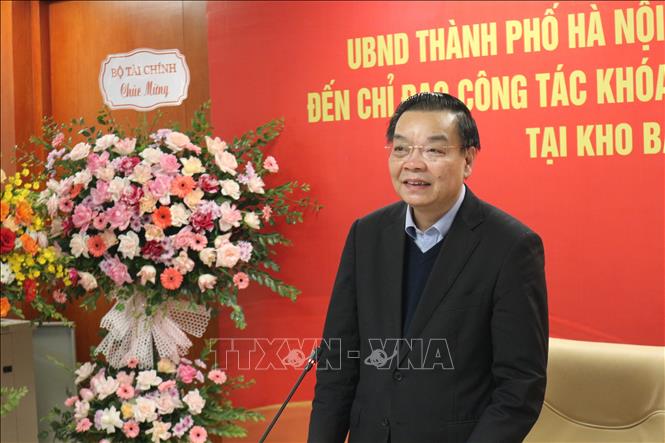 Trong ảnh: Chủ tịch UBND thành phố Hà Nội Chu Ngọc Anh phát biểu. Ảnh Mạnh Khánh/TTXVN