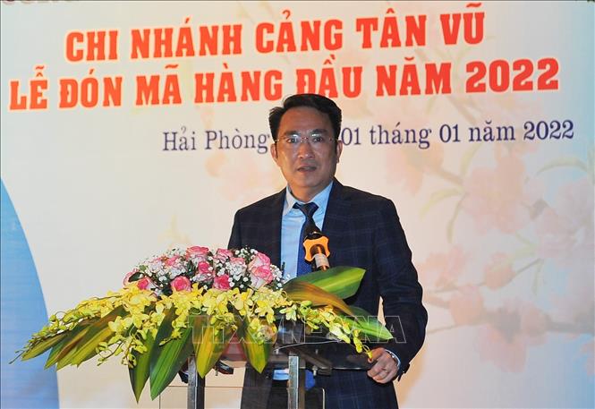 Trong ảnh: Tổng Giám đốc Công ty cổ phần Cảng Hải Phòng Nguyễn Tường Anh phát biểu tại buổi lễ. Ảnh: TTXVN