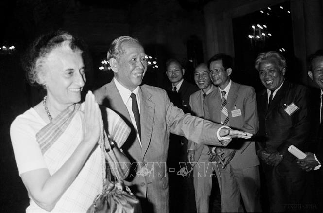 Tối 21/9/1984, Thủ tướng Indira Gandhi tổ chức Quốc yến chiêu đãi Tổng Bí thư Lê Duẩn thăm chính thức Cộng hoà Ấn Độ. Ảnh: Minh Đạo – TTXVN
