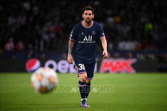 Trong ảnh: Cầu thủ Lionel Messi của CLB Paris Saint German thi đấu trong trận gặp CLB Manchester City tại giải UEFA Champions League ở Paris, Pháp ngày 28/9/2021. Ảnh: AFP/TTXVN
