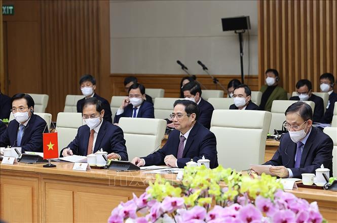 Trong ảnh: Thủ tướng Phạm Minh Chính phát biểu tại cuộc họp. Ảnh: Dương Giang-TTXVN 
