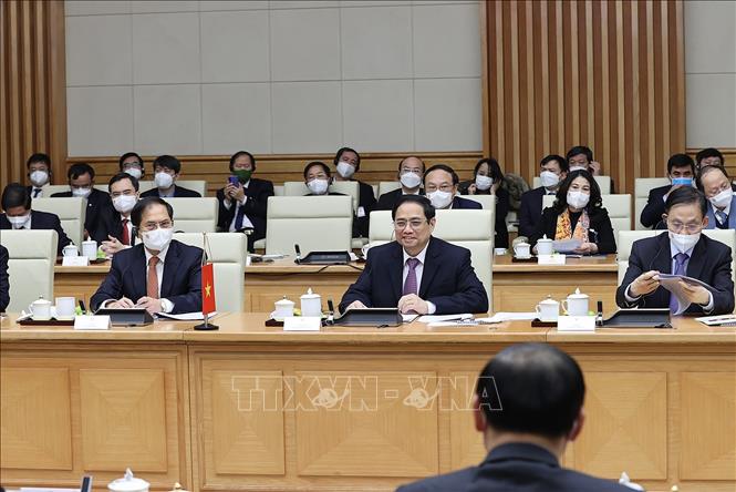 Trong ảnh: Thủ tướng Phạm Minh Chính phát biểu tại cuộc họp. Ảnh: Dương Giang-TTXVN 