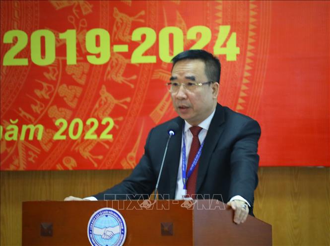 Phó Chủ tịch Liên hiệp các tổ chức hữu nghị Việt Nam Nguyễn Văn Doanh phát biểu. Ảnh: Văn Điệp - TTXVN