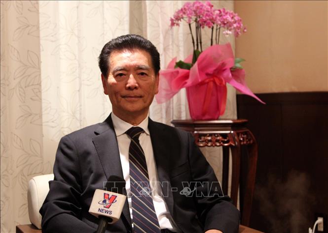 Trong ảnh: Ông Taniguchi trả lời phỏng vấn phóng viên TTXVN. Ảnh: Phạm Tuân - PV TTXVN tại Tokyo