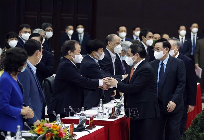 Thủ tướng Chính phủ Phạm Minh Chính với các đại biểu tham dự hội thảo. Ảnh: Thống Nhất-TTXVN
