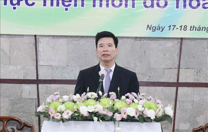 Photo: Deputy head of the Government Committee for Religious Affairs Nguyen Tien Trong speaks at the event. VNA Photo: Xuân Khu