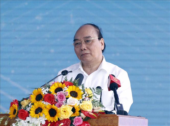 Chủ tịch nước Nguyễn Xuân Phúc phát biểu tại buổi lễ. Ảnh: Thống Nhất - TTXVN
