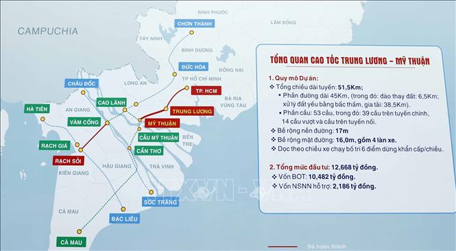 Sơ đồ Dự án cao tốc Trung Lương-Mỹ Thuận. Ảnh: Thống Nhất - TTXVN
