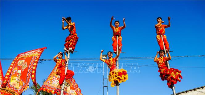 Trong ảnh: Hình ảnh tập luyện của đoàn Lân Sư Rồng Tú Anh Đường. Ảnh: Ánh Tuyết - TTXVN