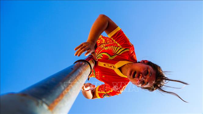 Trong ảnh: Hình ảnh tập luyện của đoàn Lân Sư Rồng Tú Anh Đường. Ảnh: Ánh Tuyết - TTXVN