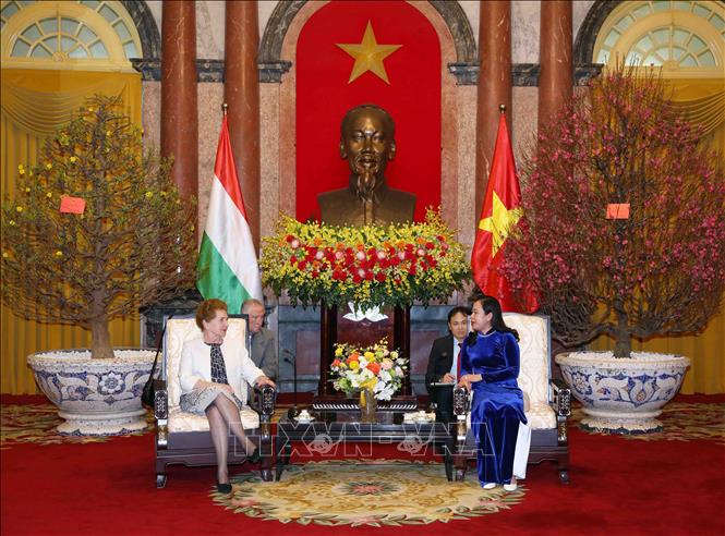 Phó Chủ tịch nước Võ Thị Ánh Xuân tiếp Phó Chủ tịch thứ nhất Quốc hội Hungary Márta Mátrai. Ảnh: Phạm Kiên - TTXVN