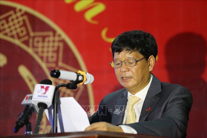 Tổng Lãnh sự Vũ Ngọc Lý phát biểu ý kiến tại lễ tổng kết. Ảnh: Vũ Hùng - Pv TTXVN tại Campuchia