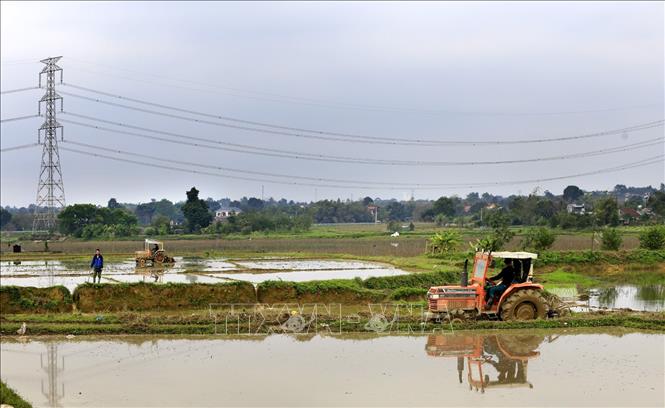 Trong ảnh: Nông dân xã Lam Sơn, huyện Tam Nông, tỉnh Phú Thọ đưa máy móc vào việc làm đất để chuẩn bị cấy vụ Xuân đầu năm mới 2022. Ảnh: Trung Kiên - TTXVN