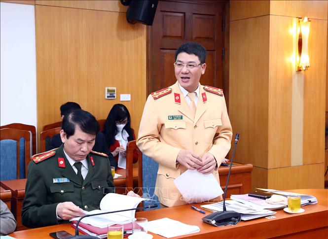 Trong ảnh: Đại tá Đỗ Thanh Bình, Phó Cục trưởng Cục CSGT, Bộ Công an phát biểu. Ảnh: Phạm Kiên - TTXVN