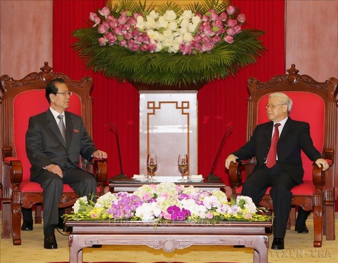 Tổng Bí thư Nguyễn Phú Trọng tiếp đồng chí Choe Thae-bok, Phó Chủ tịch Đảng Lao động Triều Tiên sang thăm Việt Nam (Hà Nội, 6/6/2016). Ảnh: Trí Dũng – TTXVN