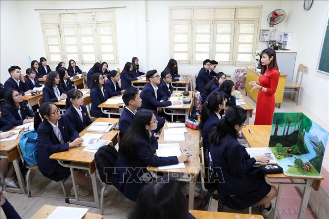 Học sinh trường THPT Việt Đức (Hà Nội). Ảnh: Thanh Tùng-TTXVN
