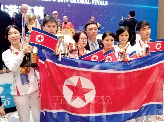 Sinh viên Triều Tiên giành vô địch tại Giải Trí nhớ Thế giới lần thứ 28. Ảnh: Hãng thông tấn Triều Tiên
