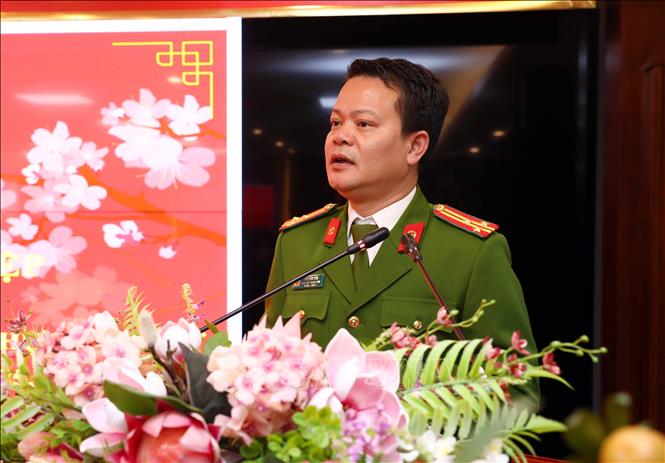 Trong ảnh: Thượng tá Vũ Văn Tấn, Giám đốc Trung tâm dữ liệu Quốc gia về Dân cư (Cục Cảnh sát Quản lý Hành chính về trật tự xã hội, Bộ Công an) phát biểu. Ảnh: Phạm Kiên - TTXVN