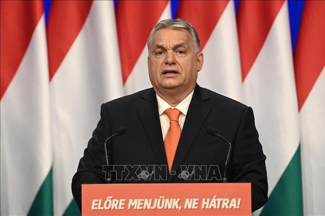 Trong ảnh: Thủ tướng Hungary Viktor Orban phát biểu trong cuộc vận động tranh cử ở Budapest ngày 12/2/2022. Ảnh: AFP/TTXVN