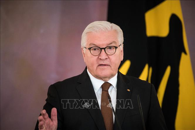 Trong ảnh: Tổng thống Đức Frank-Walter Steinmeier phát biểu tại Berlin ngày 8/2/2022. Ảnh: AFP/TTXVN