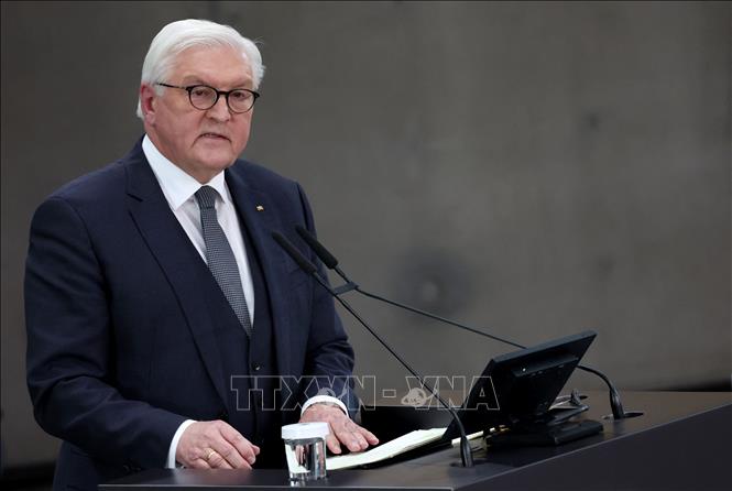 Trong ảnh: Tổng thống Đức Frank-Walter Steinmeier phát biểu tại Hội nghị liên bang ở Berlin sau khi tái đắc cử nhiệm kỳ hai, ngày 13/2/2022. Ảnh: AFP/TTXVN