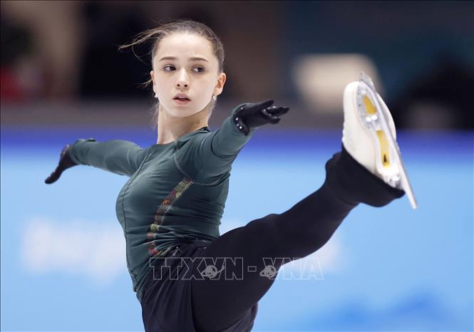 Trong ảnh: VĐV Kamila Valieva tập luyện tại Olympic mùa Đông Bắc Kinh 2022, Trung Quốc ngày 13/2/2022. Ảnh: Kyodo/TTXVN

