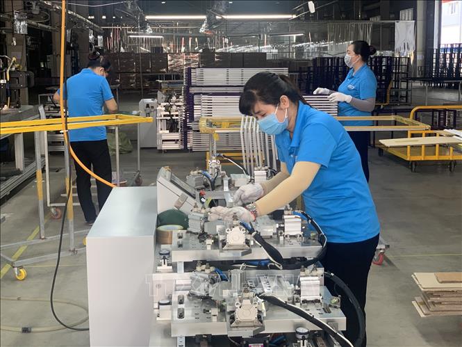 Trong ảnh: Công nhân làm việc tại Công ty TNHH Pavonine Vina (doanh nghiệp Hàn Quốc), thị xã Phú Mỹ, tỉnh Bà Rịa-Vũng Tàu. Ảnh: Hoàng Nhị - TTXVN