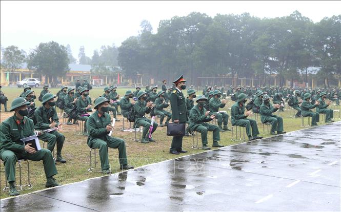 Trong ảnh: Chiến sĩ mới nhập ngũ năm 2022 tại Trung đoàn bộ binh 66, Sư đoàn 304. Ảnh: Hoàng Hùng- TTXVN