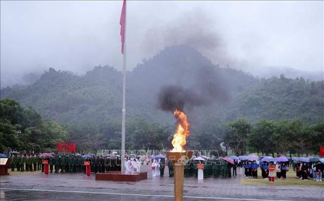 Quang cảnh buổi lễ giao nhận quân năm 2022 tại huyện biên giới Phong Thổ, tỉnh Lai Châu: Ảnh: Quý Trung – TTXVN