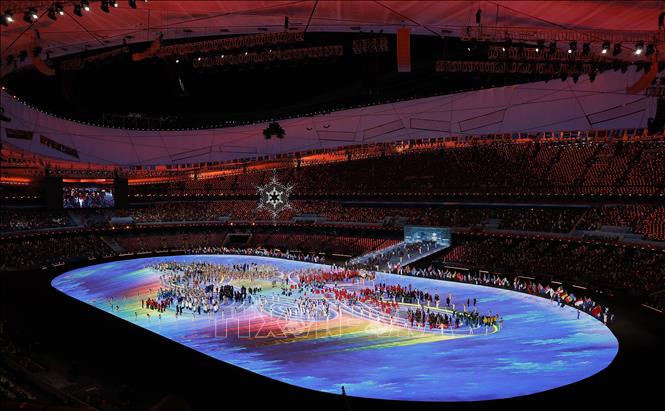 Trong ảnh: Toàn cảnh lễ bế mạc Olympic mùa Đông Bắc Kinh 2022, Trung Quốc, ngày 20/2/2022. Ảnh: THX/ TTXVN
