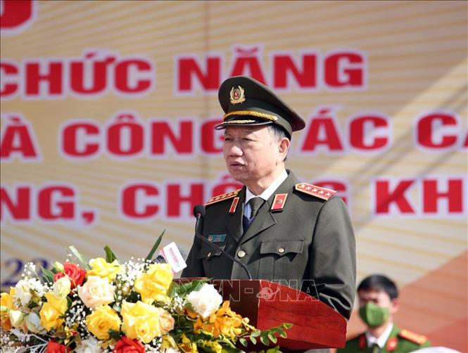 Trong ảnh: Đại tướng Tô Lâm, Ủy viên Bộ Chính trị, Bộ trưởng Bộ Công an phát biểu. Ảnh: TTXVN phát