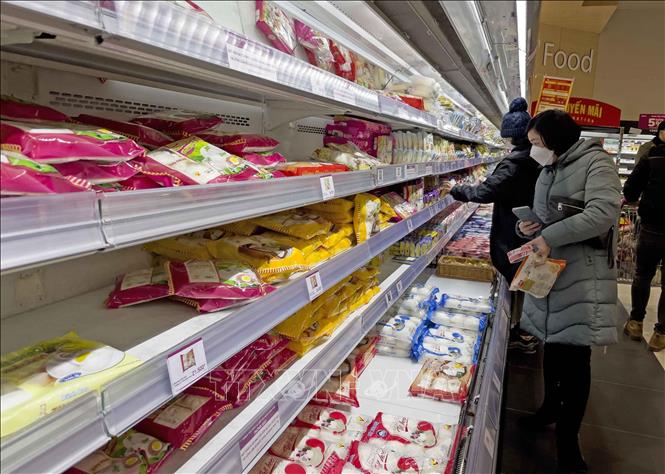 Trong ảnh: Người dân mua sắm tại siêu thị Aeon Long Biên, Hà Nội. Ảnh: Trần Việt - TTXVN