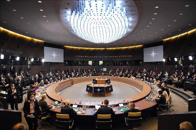 Trong ảnh: Toàn cảnh cuộc họp cấp ngoại trưởng các nước thành viên NATO tại Brussels, Bỉ ngày 4/3/2022. Ảnh: AFP/TTXVN