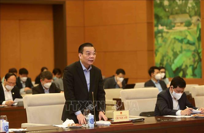 Trong ảnh: Chủ tịch Ủy ban nhân dân thành phố Hà Nội Chu Ngọc Anh phát biểu tại buổi làm việc. Ảnh: An Đăng - TTXVN