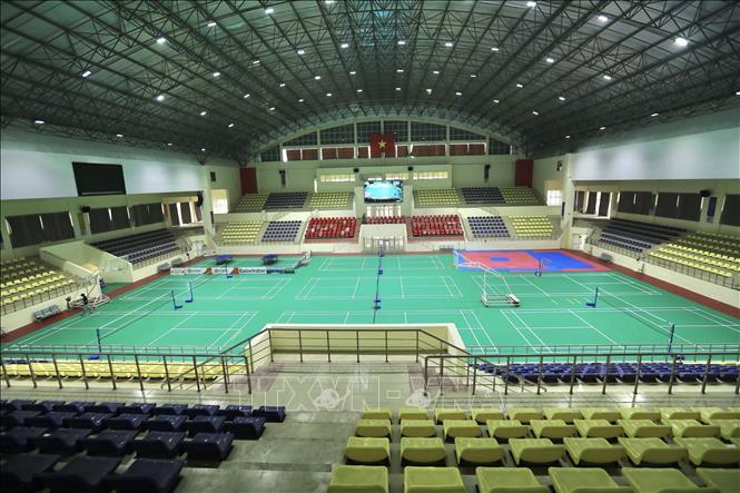 Trong ảnh: Nhà thi đấu Hoài Đức được sửa sang đảm bảo cơ sở vật chất đúng yêu cầu của Tổng cục Thể dục Thể thao phục vụ SEA Games 31. Ảnh: Hoàng Hiếu - TTXVN 