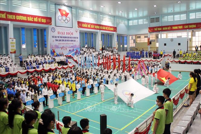 Trong ảnh: Lễ Khai mạc Đại hội thể dục thể thao ngành Giáo dục và Đào tạo tỉnh Lạng Sơn lần thứ IX năm 2022. Ảnh: Anh Tuấn – TTXVN