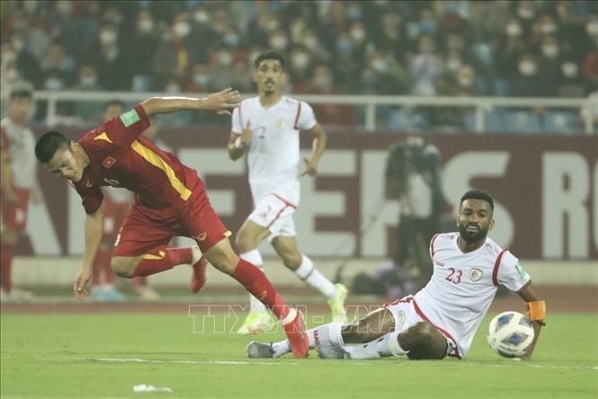 Trong ảnh: Kết thúc hiệp 1, hai đội hoà nhau 0 - 0. Ảnh: Minh Quyết - TTXVN