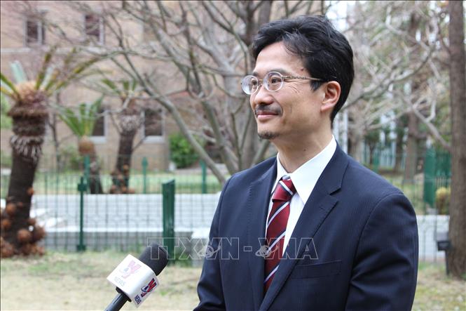 Photo: Publishing Director of Kadokawa Aoyagi Masayuki during an interview with Vietnam News Agency. VNA Photo: Phạm Tuân