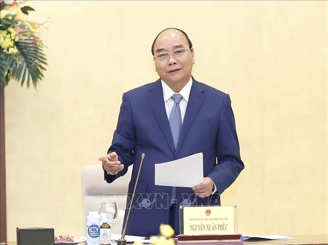 Chủ tịch nước Nguyễn Xuân Phúc phát biểu. Ảnh: Doãn Tấn - TTXVN