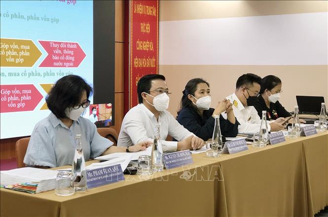 Trong ảnh: Đại diện các sở, ngành Thành phố Hồ Chí Minh chủ trì phiên thảo luận tại Hội nghị. Ảnh: Mỹ Phương - TTXVN.