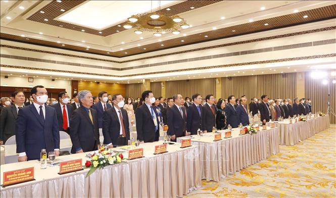 Các đồng chí lãnh đạo Đảng, Nhà nước dự Lễ kỷ niệm. Ảnh: Phương Hoa - TTXVN