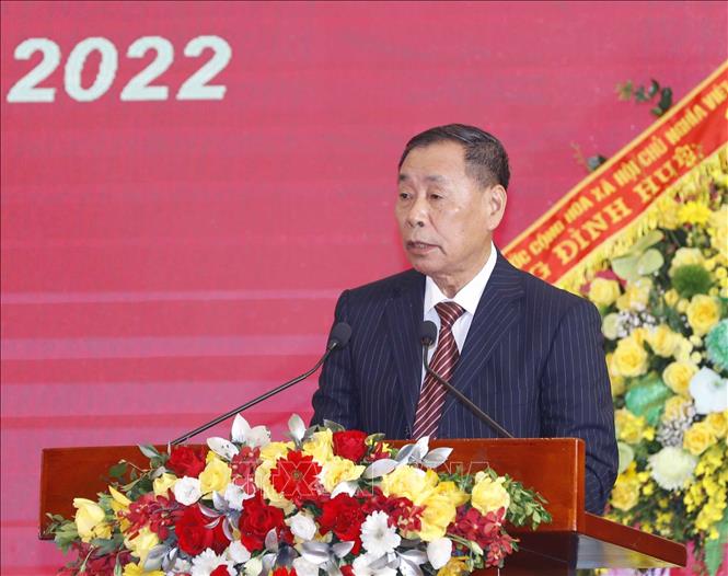 Nguyên Bí thư Đảng uỷ Khối các cơ quan Trung ương Hoàng Xuân Cừ phát biểu tại Lễ kỷ niệm. Ảnh: Phương Hoa - TTXVN