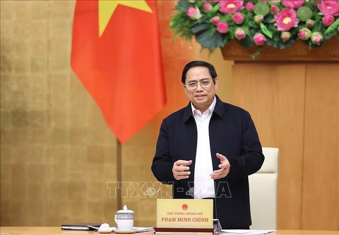 Photo: Prime Minister Pham Minh Chinh addresses the conference. VNA Photo: Dương Giang