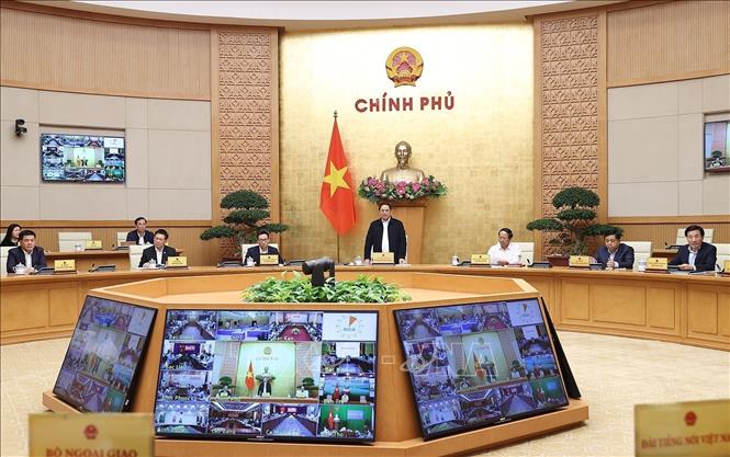 Photo: Prime Minister Pham Minh Chinh chairs the conference. VNA Photo: Dương Giang