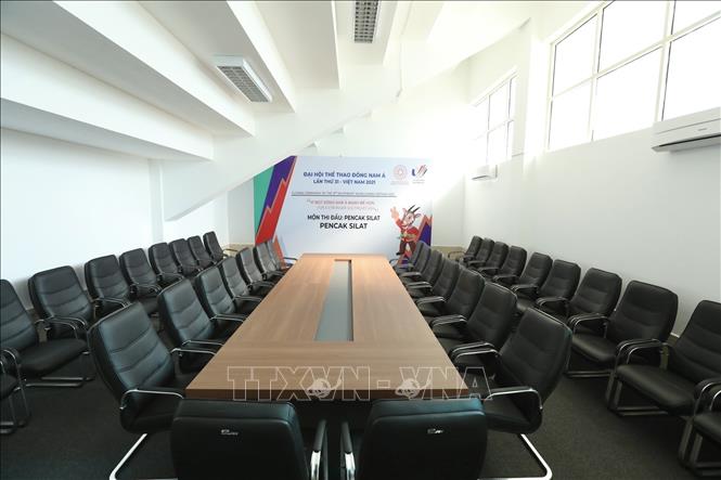 Trong ảnh: Phòng trọng tài tại nhà thi đấu Bắc Từ Liêm. Ảnh: Minh Quyết - TTXVN